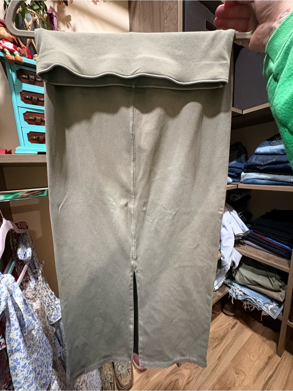 wild fable Olive Green Midi Skirt